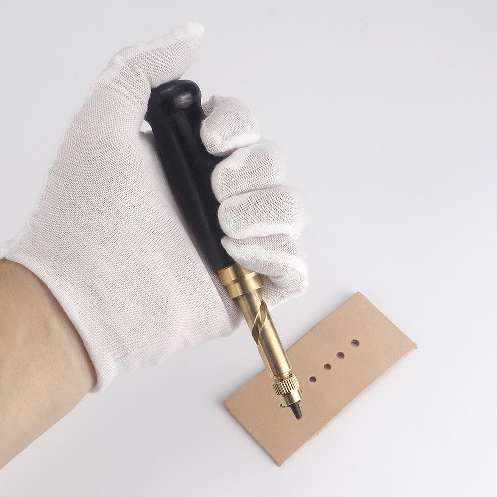 DIY Manual Leather Hole Punch Set, Rotary Puncher, Adjustable Screw Punch Tool, Screw Drill Tip Die for Leatherworking & Crafts