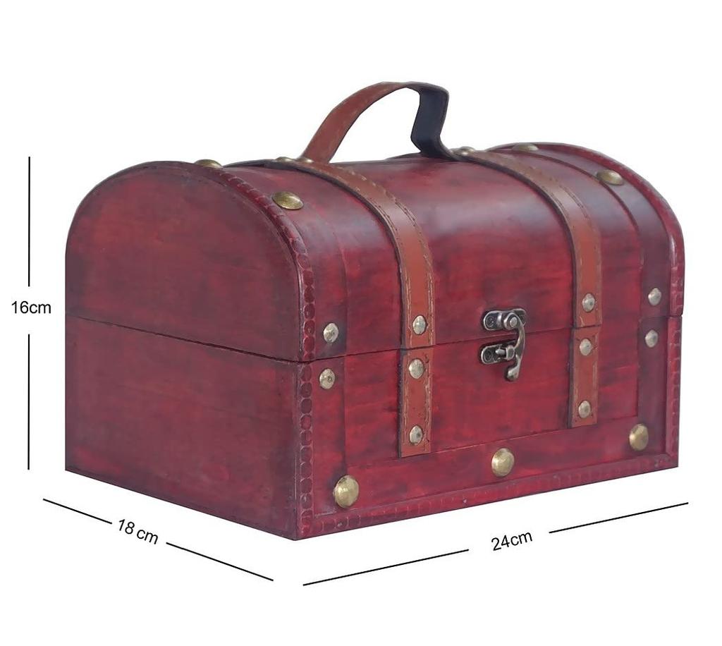 R_planning Retro Antike Holzschatztruhe Aufbewahrungsbox Gewölbt mit Nieten