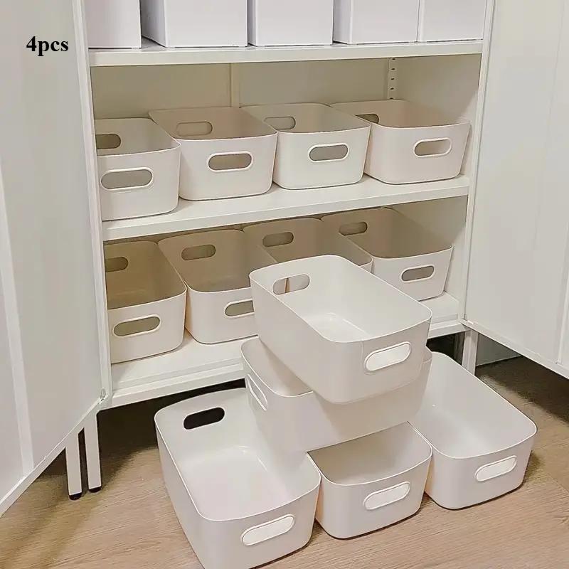 4pcs/1pc Desktop Miscellaneous Storage Box, Cosmetics and Snacks , Kitchen,Office, Home, Multifunctional Handheld Storage Box