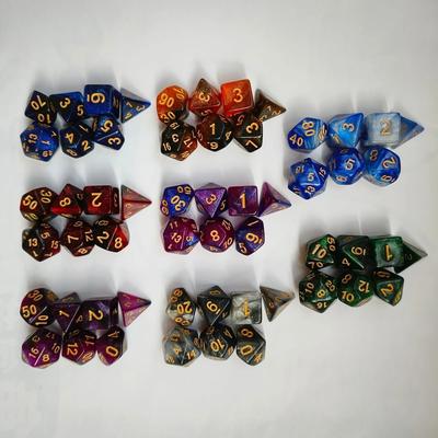 7pcs New Two Color Starry Sky Polyhedral Number Dice for RPG Cthulhu Running Team Board Game D20 D12 D10 D8 D6 D4 Dnd Dice Set