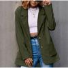 Corduroy Women Coat Autumn Winter Solid Color Long Sleeve Coats with Pockets Buttons Business Lady Outwear