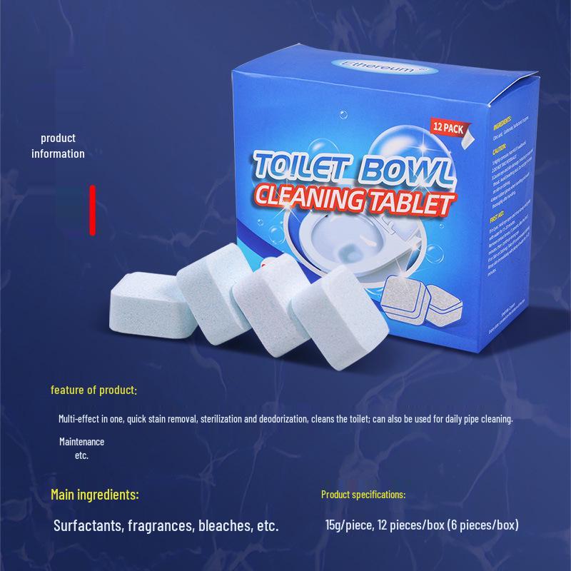 Effervescent Toilet Cleaner Tablets - Removes Urine Stains, Scale, and Odors with Anti-Yellowing and Deodorant Properties