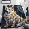 Gorgeous gemstone cat dog Print Flannel Blanket,High quality Comfortable for All Seasons,Home Decor,Warmth and Comfort,Perfect for Christmas Gifts