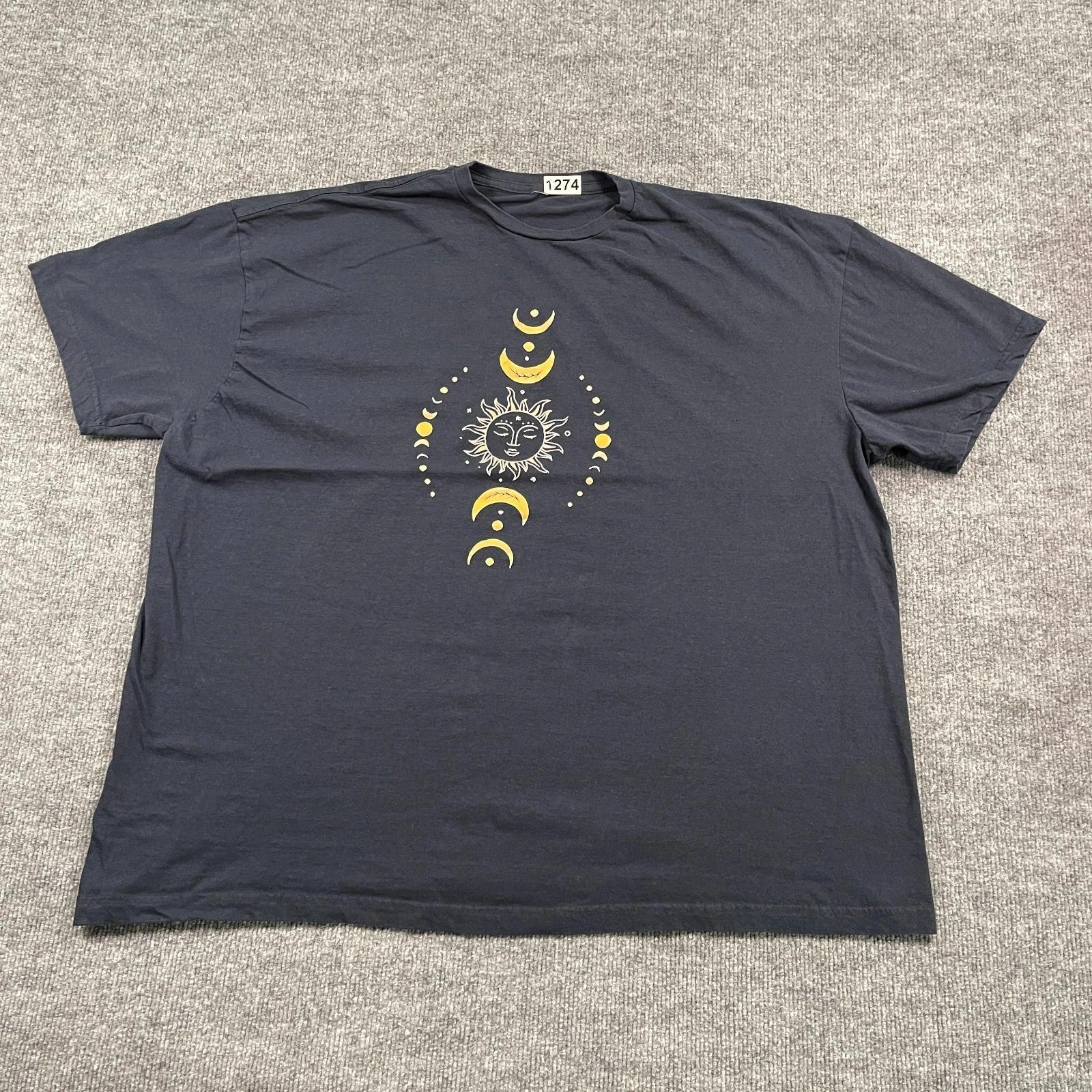 Vintage 90s Celestial Sun Moon Phases Shirt 2XL 27x29 Navy Blue 4XL