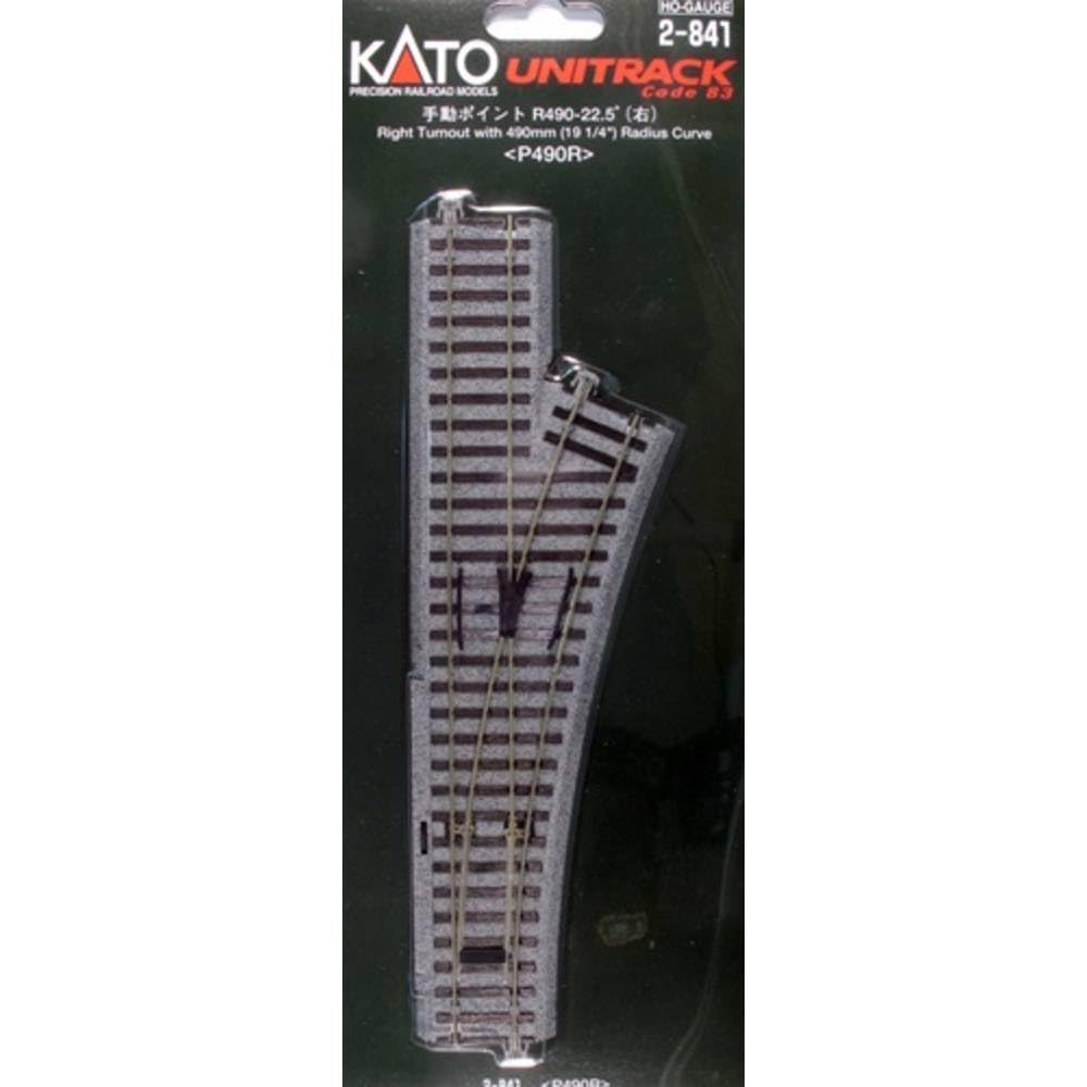 KATO HO Gauge Unitrack Manual Turnout Point R490 Right 2-841 Model Railway Track