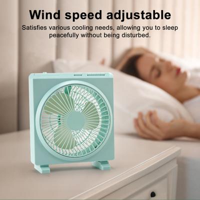 Ventilador de Mesa Quadrado Recarregável por USB Baixo Ruído Vento Forte Ventilador Pessoal Casa Escritório Viagem Exterior Ventilador de Resfriamento Elétrico Portátil