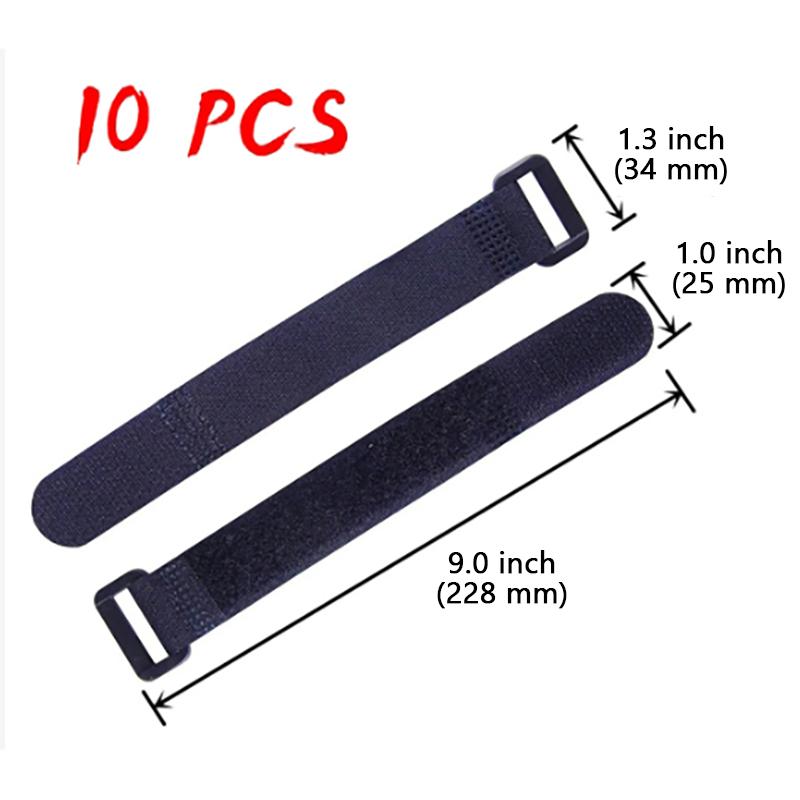 

10 Pieces Of Reverse Buckle Buckle Velcro Strap, Bicycle Tachograph Strap, Wire Strap чорний