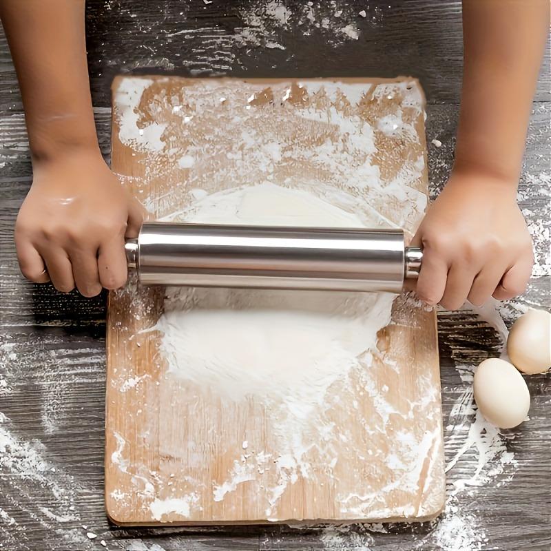 1 ks [Zesílené nerezové váleček] Protiskluzová rukojeť pro pizzu, sušenky, pečivo | Snadno se čistí a je odolný proti korozi, domácí pečicí potřeby