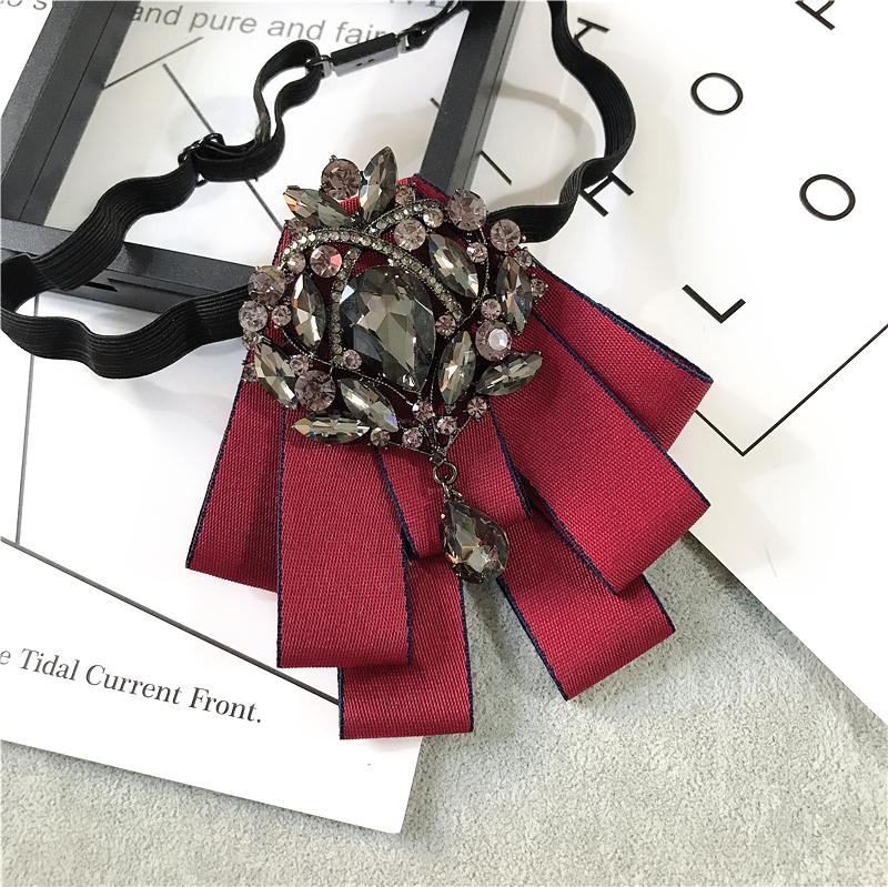 Korean Version of Bow Tie Female College Style Japanese Free-play Female Collar Flower Diamond Jewelry Shirt Accessories Male Bo