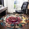 1pc Rose StainedGlass Office Round Area Rug, Under Office Chairs Bedroom Living Room Home Decor, Room Deco