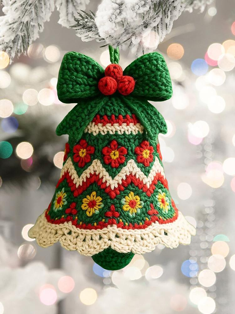 Santa Claus Bell Ornament DIY Crochet Knitting Material Kit Handmade Holiday Crochet Accessories Easy Knitting Kit for Beginners