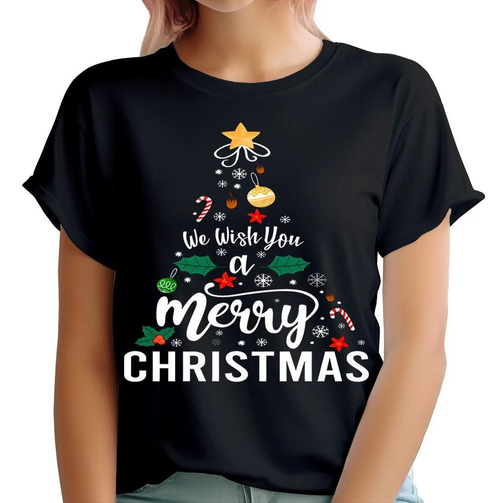 Christmas Tree Graphic T-shirt - Unisex Holiday Party Festive Design #MC #T2382@ Unisex T-Shirt XL
