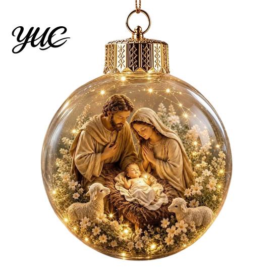 Illuminated Faith Based Decor Christian Scripture Keepsake, Light Up Religious Hanging Ornament with Bible Spiritual Encouragement Home Verse,