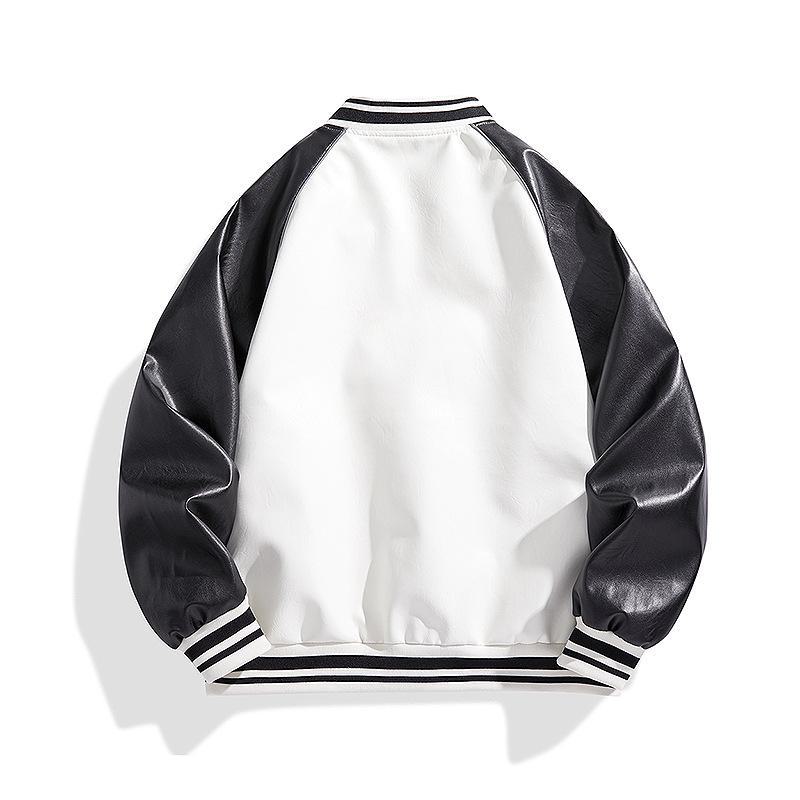Men's American Retro PU Leather Baseball Jacket - Spring/Autumn Pilot Style