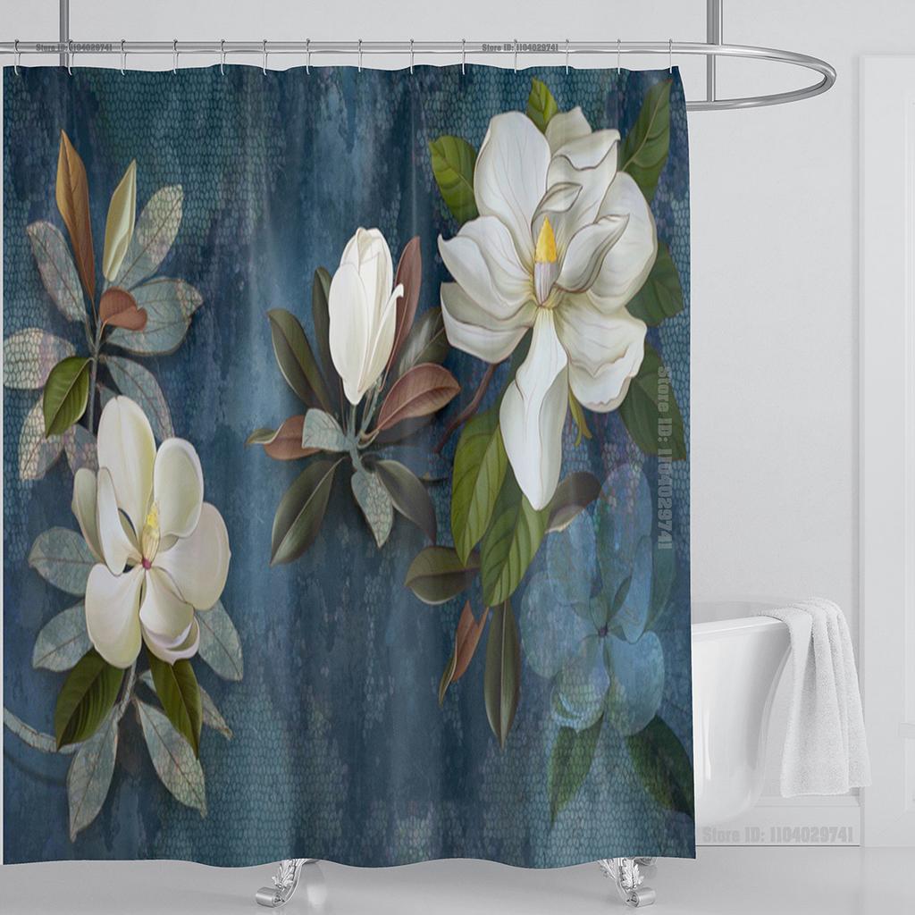 Chinese Style Flower and Birds Tree Shower Curtains Crane Pattern Bath Curtain Waterproof Bathroom Decor With Hooks 3d Printing