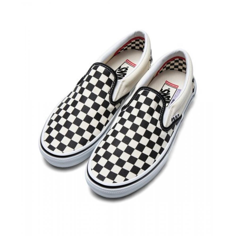 Vans Slip On    Skate  Checkerboard  Black  Off White Vn0a5fcaauh1
