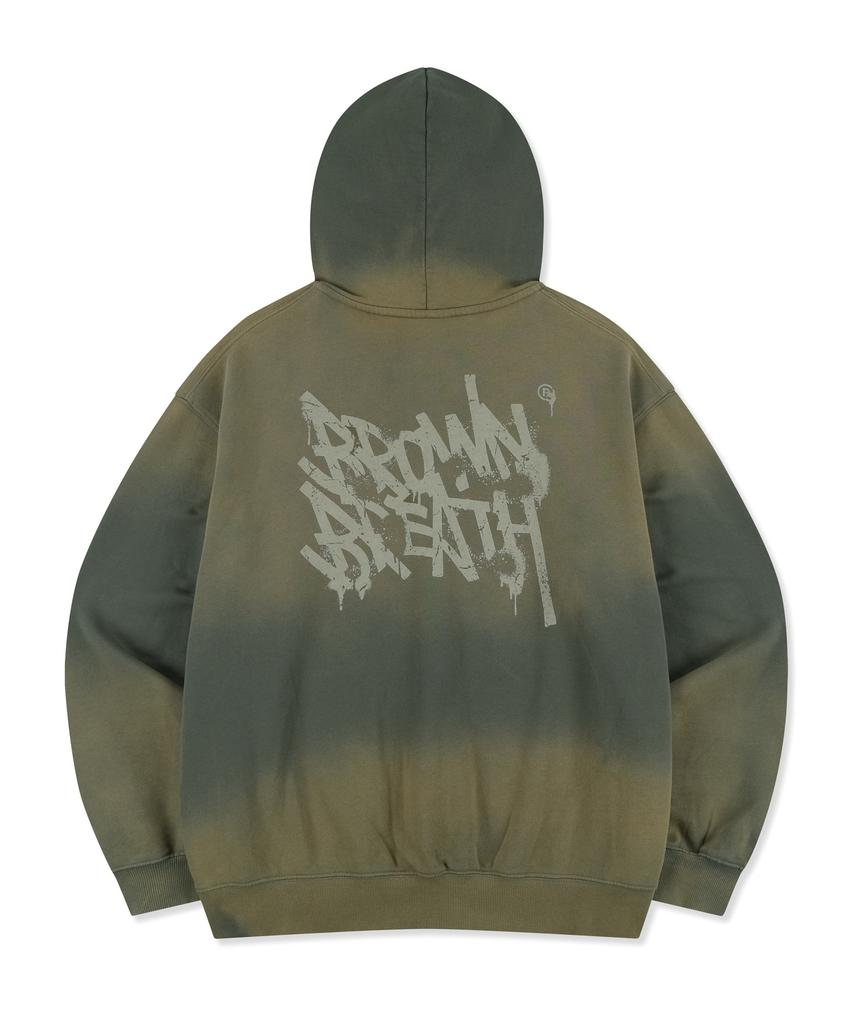 Brownbreath Sprayed Tag Hood Zip Up - Khaki