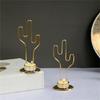 Golden Round Candle Holder Decorative Cactus Shape Iron Candlesticks for Parties