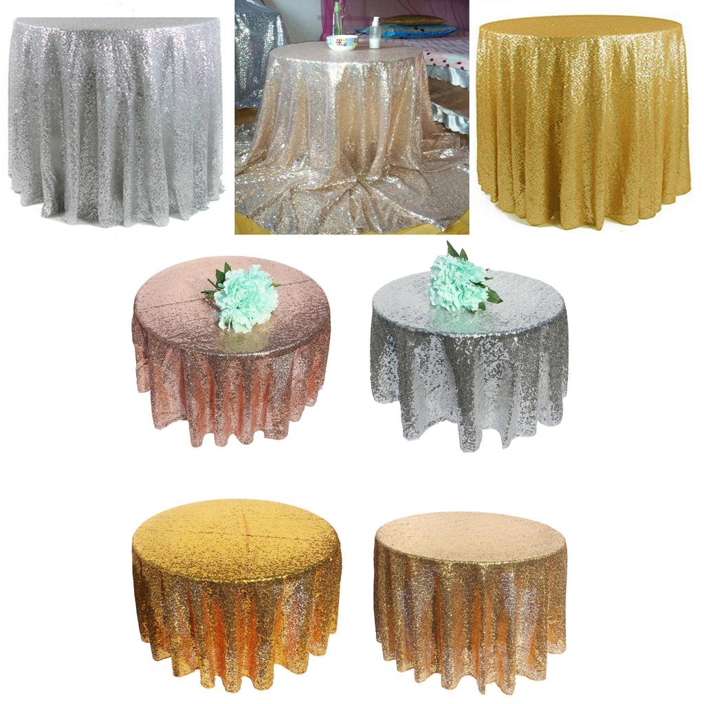 Elegant And Shimmering Sequin Tablecloth 48'' Round For Wedding And Dining Tables