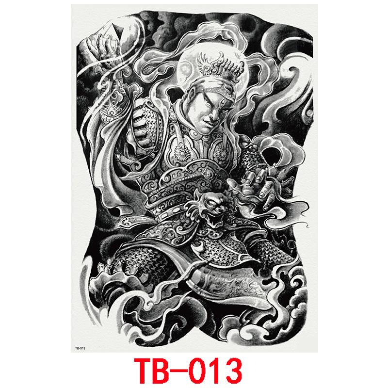 Tatuaj Autocolant Impermeabil Spate Complet, Tatuaj Autocolant Spate Complet Gheișă Carp Koi Imagine Mare Personaj Zhao Yun Guan Yu Tatuaj