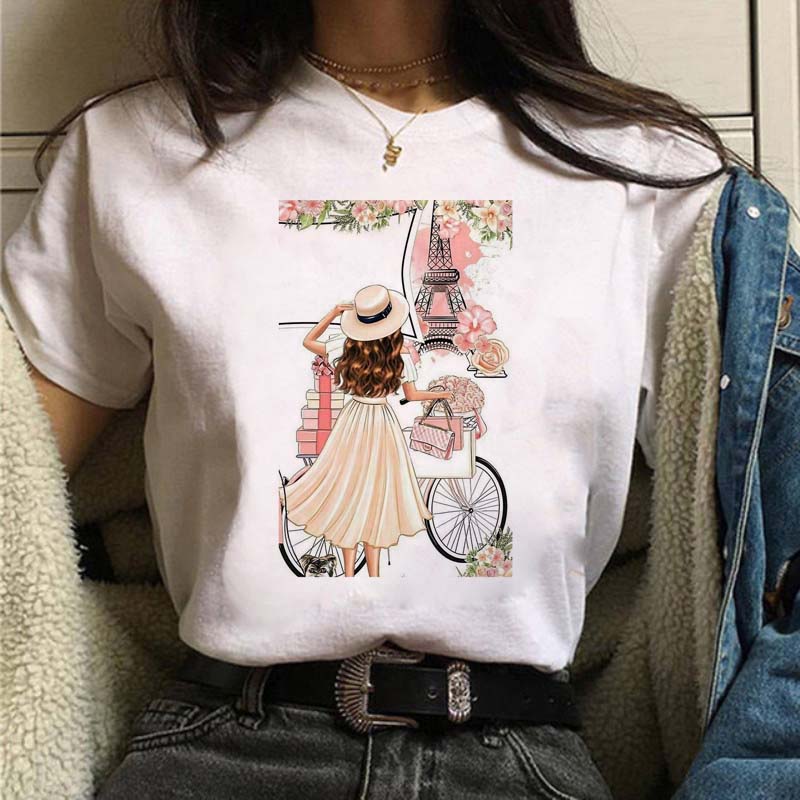 Cotton Tee Maycaur Casual Women's T-shirt New Funny Black Woman Top Tees Harajuku 90s Fashion Round Neck Short Sleeve Lady T Shirt Clothes