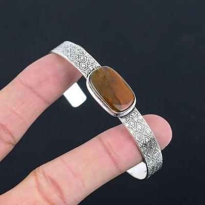 Friendship Day Sale Polychrome Jasper Stone 925 Silver Ethnic New Bangle Jewelry