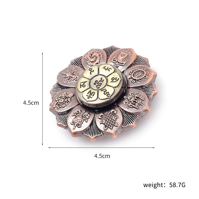 Lotus Fingertip Gyro Toy Buddha Eye Spinner Finger Gyro Lotus Wheel Bronze Fingertip Rotate Buddhist Meditation Decoration Gift