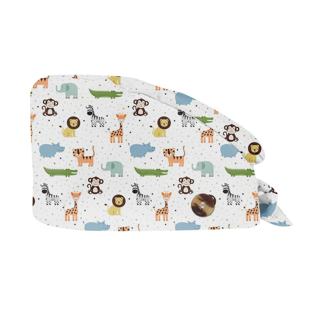 Neue niedliche Cartoon-bedruckte OP-Haube für Krankenschwestern Damen Tierklinik Chirurg Zahnarzt Schönheitssalon Koch Arbeitsatmungsaktive OP-Haube