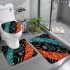 Demon Slayer Art 3Pcs Flannel Toilet Mat Set Bathroom Rug Bath Carpet Non Slip Home Decor Toilet 3 Pcs Bathroom Textile Set