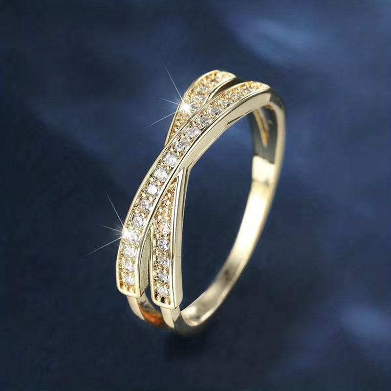 Cross-band diamond ring, shining exquisite, suitable for Independence Day, daily wear, fashionable and versatile