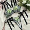 Lady 2 Pieces Lingerie Bowknot See Through Sexy Butterfly Bra Panty Girl Intimate Underwear Set