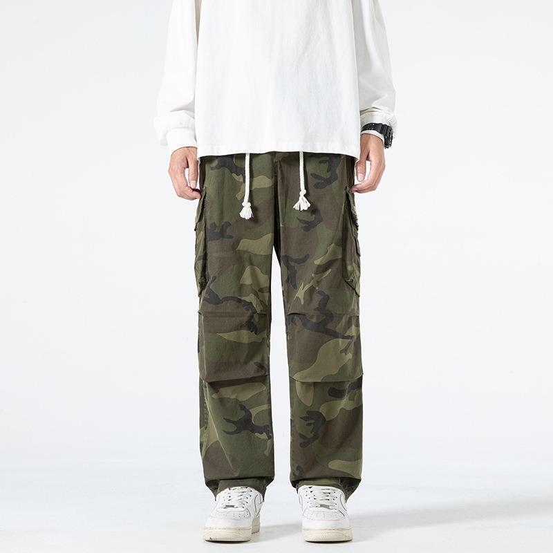 Men's camouflage tooling wide-leg pants men's loose casual trousers autumn and winter casual high men's trousers wear-resistant pants