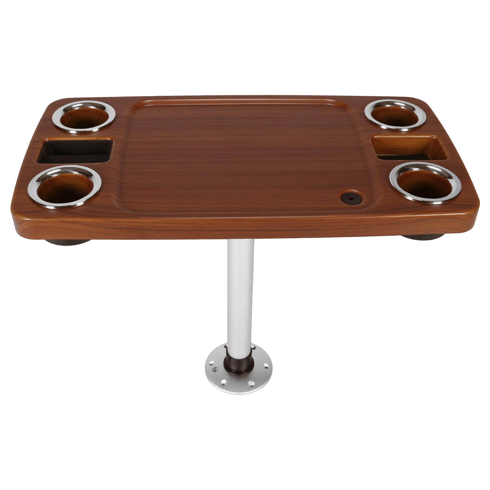 

Marine Commercial Vehicle Table 4 Drink Holders 2 Phone Stands 34X18 Inch Teak Lacquered Dining Table Plastic Ship Accessories