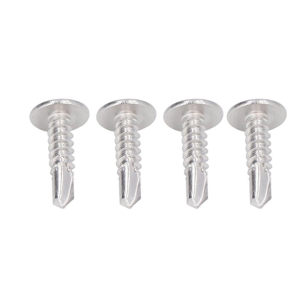 100 Stück Selbstbohrende Schraube Rundkopfschrauben mit Unterlegscheibe 304 Edelstahl für Holzarbeiten M4.8x19