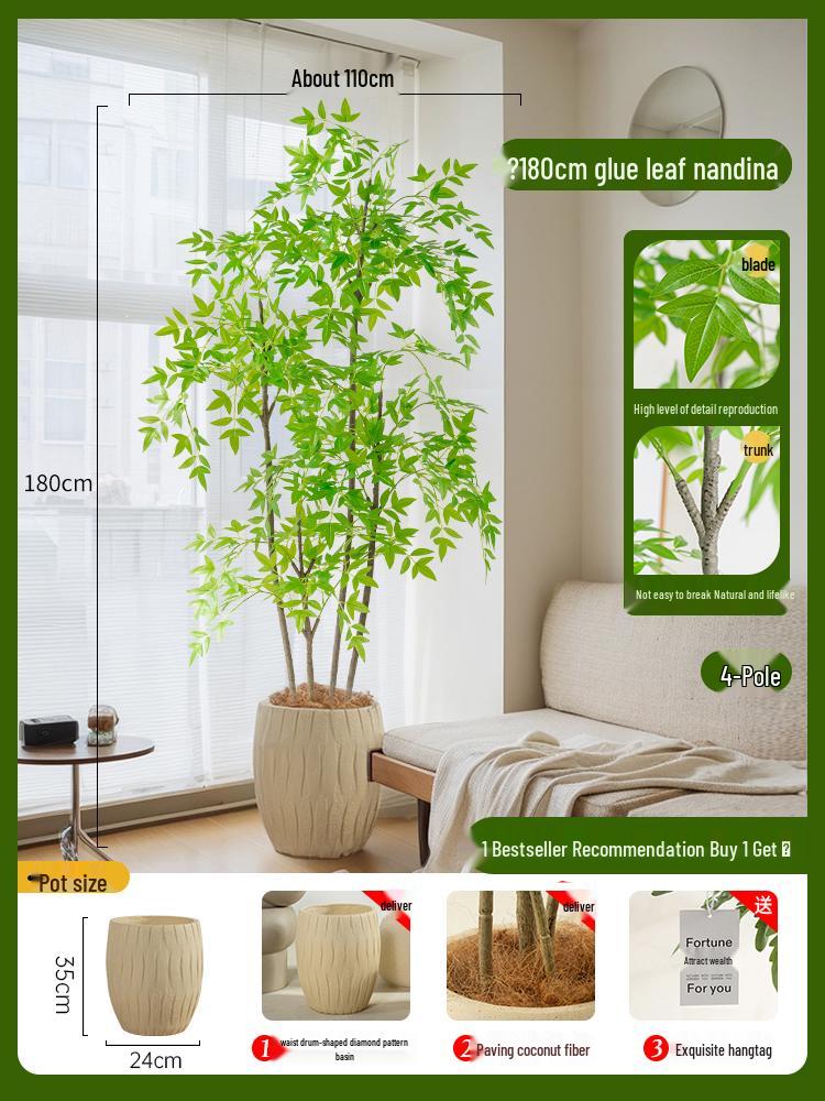 Nandina Bionics Artificial Tree: Elegant Indoor Decor, Large Potted Floor Plant