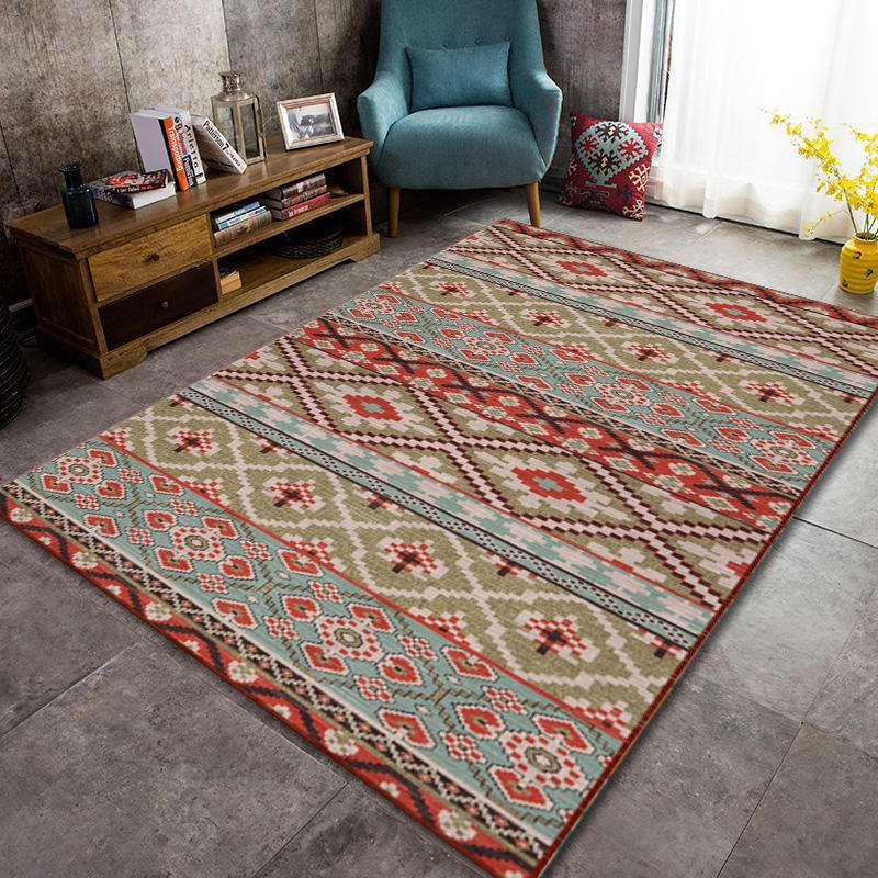 Bosmian Bedroom Splicing Carpet Retro Light Luxury Living Room Coffee Table Floor Mat Turkish Ethnic Style Carpet