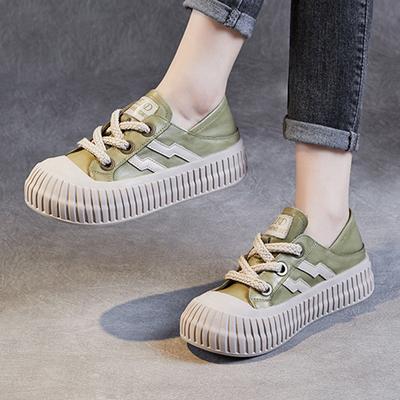 Genuine Leather Seasons Thick-soled Niche Versatile Fashion Shoes Women's Trend Athletic Board Shoes Women Chunky Sneaker Ladies