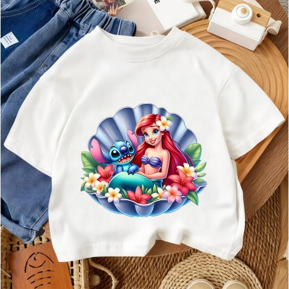 Popular Cartoon Children Tee Stitch Street Fashion For Boys Girls Summer Lightweight Casual Wear 3-14Y