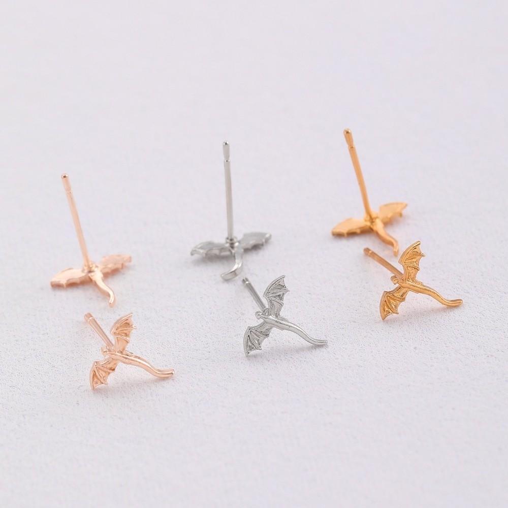 Small Metal Stud Earrings Unique Flying Dragon Stud Earrings Funny Vintage Dragon Earrings  Party