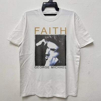 George Michael Faith T-Shirt for Men Classic Pop Music Graphic Tee Retro 80s Fan Vintage Portrait Print Short Sleeve Casual Top