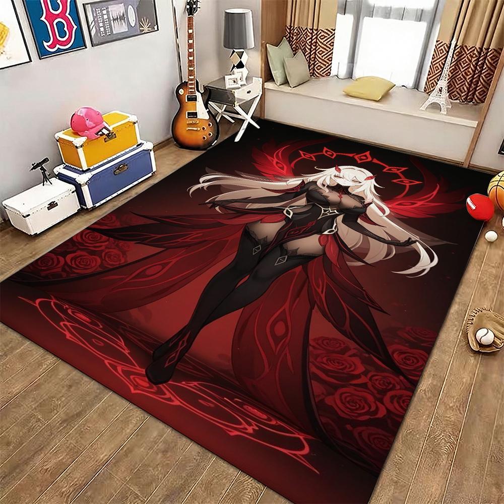 Dark Gothic Anime Girl Indoor Rug Soft Texture Nonslip Carpet For Kids Bedroom Play Area Home Party Decor Valentine'S Day Gift