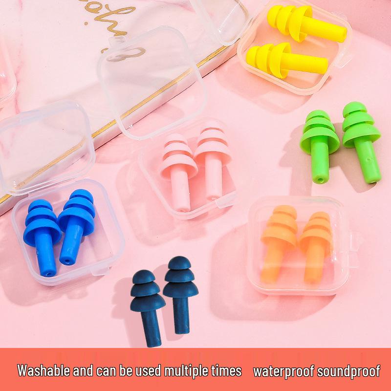 Washable Silicone Earplugs for Outdoor Rafting, Swimming, and Study - Unisex TPE Protection.