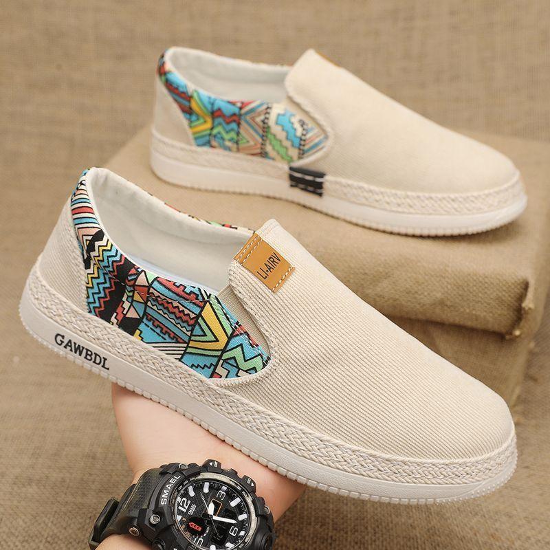 2025 summer old Beijing cloth shoes men's new sports and leisure canvas shoes men's lasagna fisherman one-pedal men