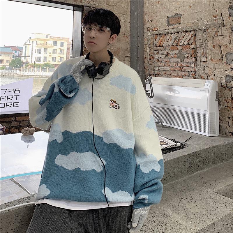 Japanese Cute Cloud Sweater - Unisex Retro Loose Winter Wear