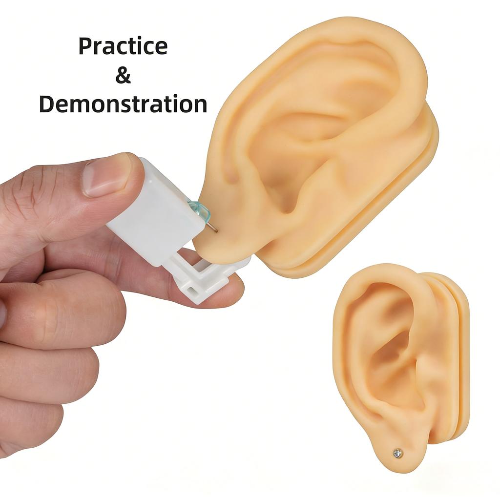 Realistic 3D Silicone Ear Model 1:1 Human Size Ear for Ear Piercing Practice Tattoo Training Display Props Tattoo Tools