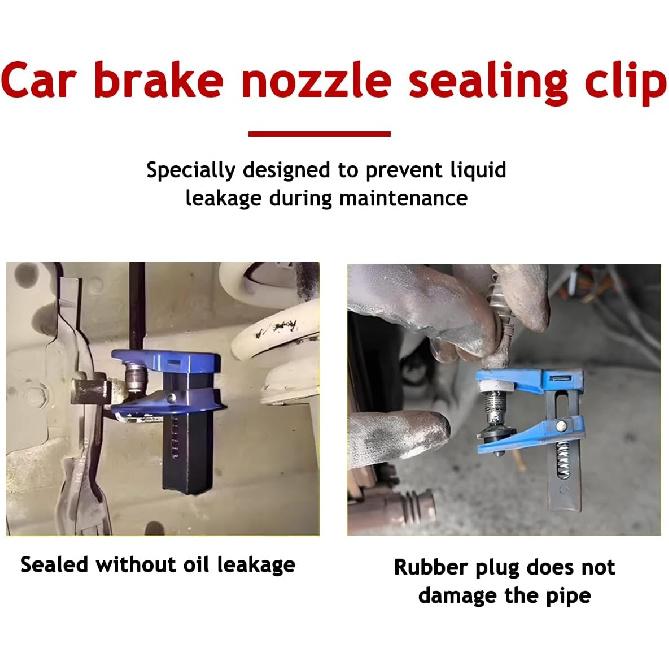 Car Brake Oil Pipe Plug, 4PCS Vehicle Automatic Fluid Line Stop Clamp Set, Prevent Oil Spills Automotive Brake Tubing Nozzle Hose Clamp Tool,