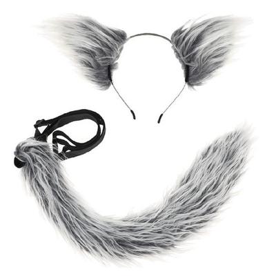 Lovely Plush Tail Animal Tail Foxes Ears Headband Wolf Tail Adjustable Belt for Halloween Christmas Carnivals Party