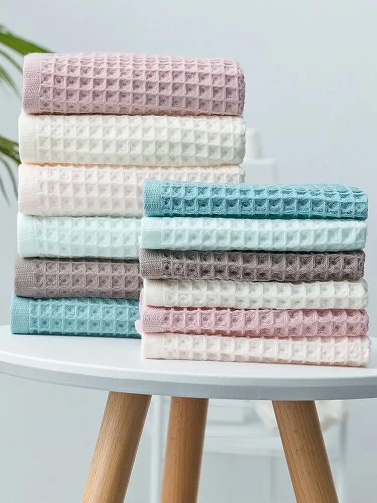 1Pcs Waffle Soft Face Towels for Adults Plaid Hand Towel 100% Cotton Face Care Bathroom Tools Sport Hair Towel 34*74cm Square