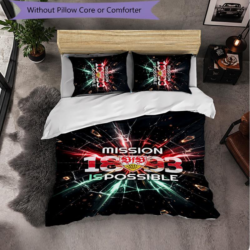 Set Biancheria da Letto Calcio VfB Stuttgart 3 Pezzi Morbido Set Copripiumino con Federe Set Decorazione Camera da Letto per la Casa