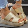 Gold Chunky Platform Sandals Women  Summer Thick Sole Wedge Heels Sandals Woman  43 Peep Toe Party Shoes